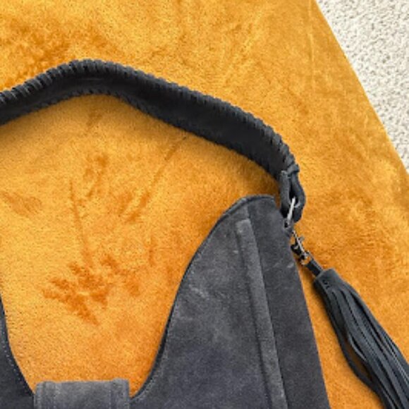BCBGeneration Suede Tassel Hobo Bag, Fume/Gray - Picture 10 of 10
